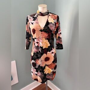 RACHEL Rachel Roy Black Floral Long Sleeve Dress